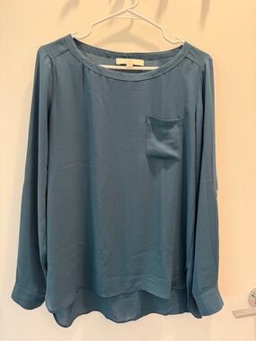 LOFT Peacock Blue Dress Blouse— Size S